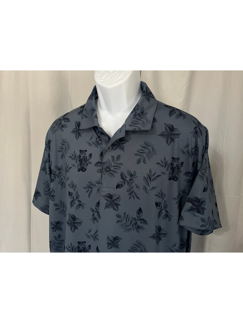 Puma Golf Men's Blue on Blue Hawaiian Theme Performance Polo Shirt Large L